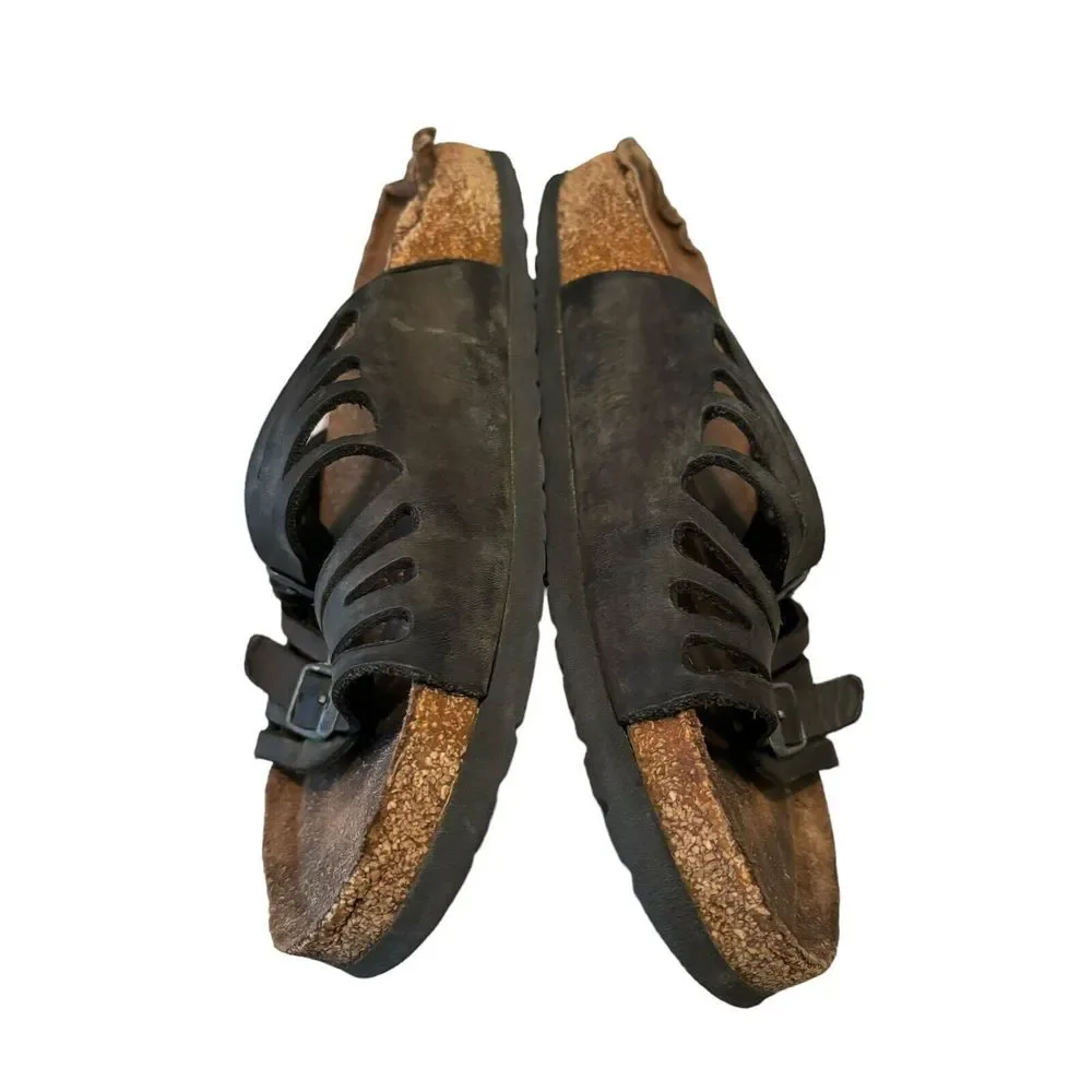 Birkenstock‎ Womens Granada Soft Habana Black Leather Sandals Size 40 US 9